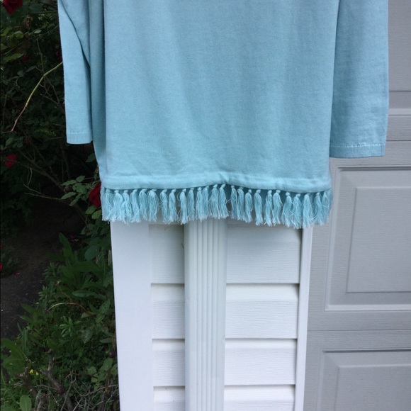 NWT Talbots Cute Light Blue Tassel Hem Sweater - Picture 2 of 6